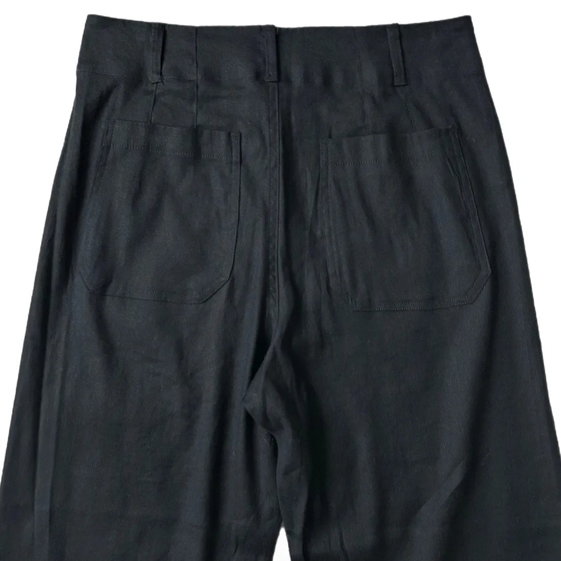 NEW Anthropologie Maeve The Colette Linen Blend Crop Wide Leg Pants Black Sz 30 - Image 5