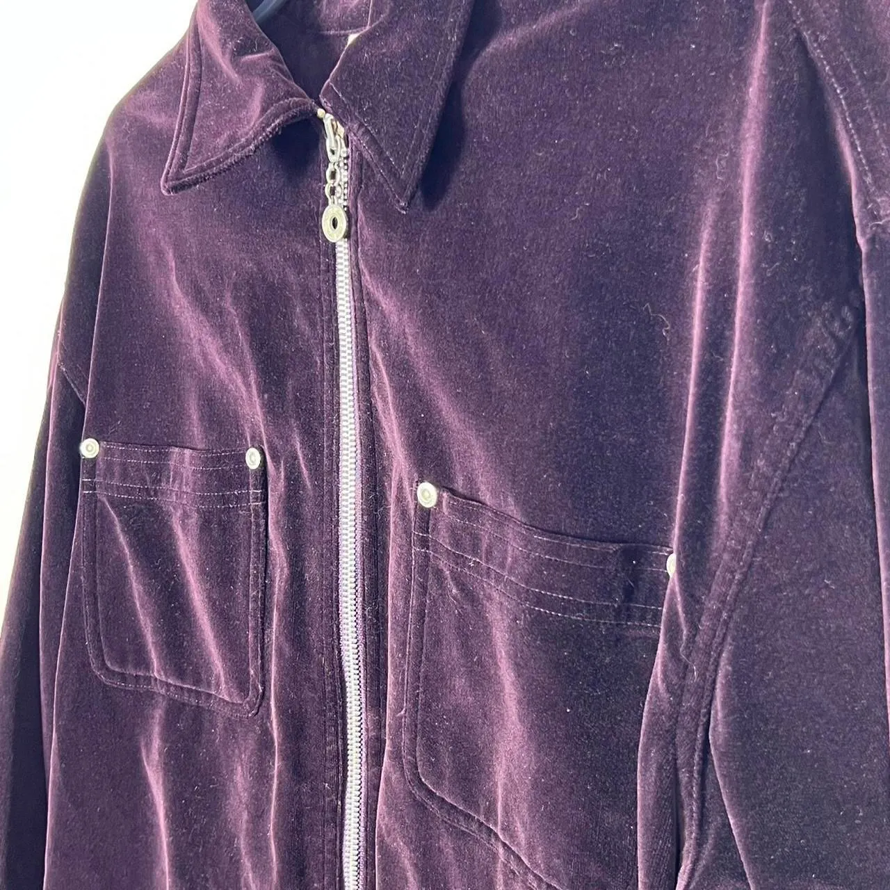 Jones New York Sport Vintage Purple Velvet Overshirt Jacket XL 1X - Image 2