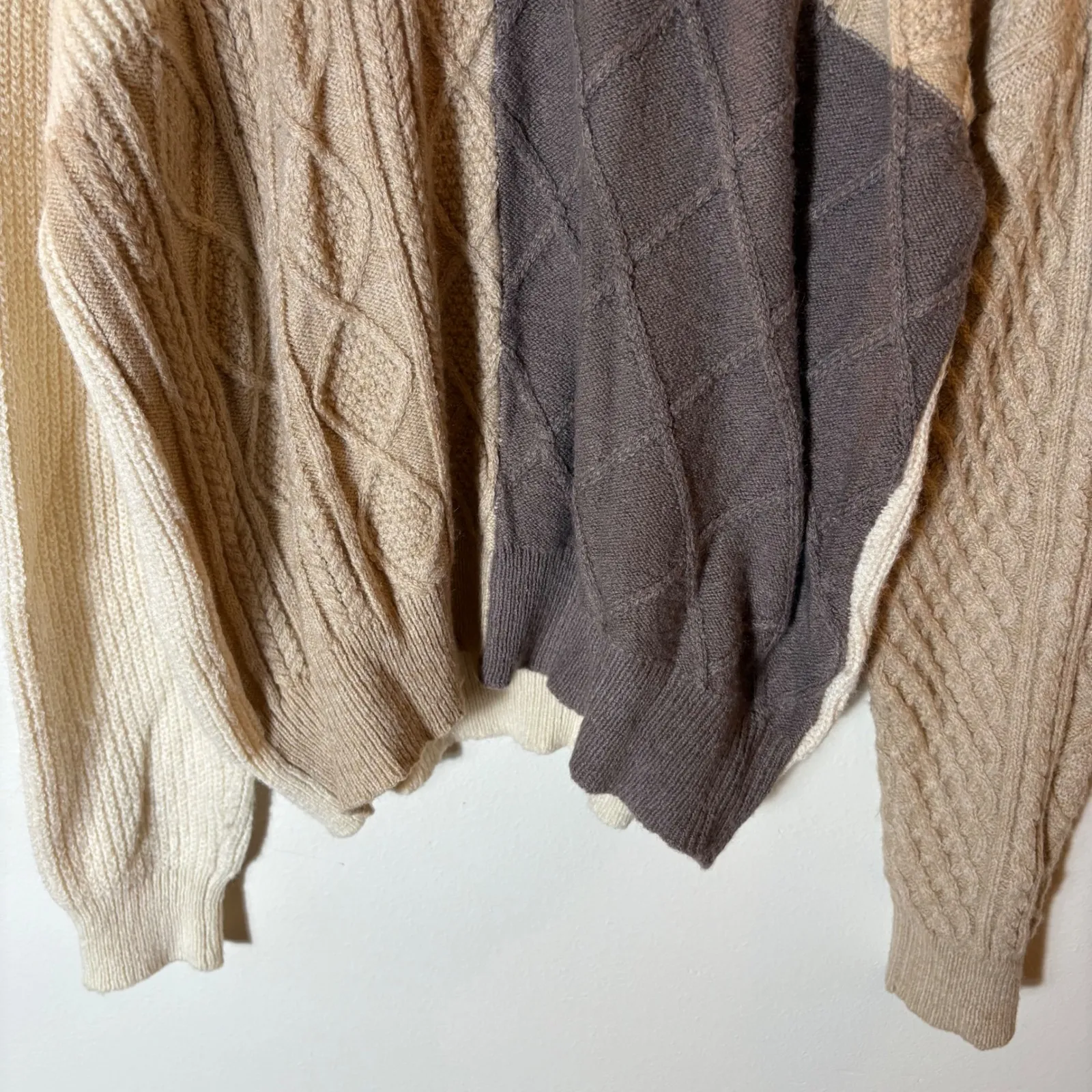 Altar'd State Color Block Turtleneck Sweater Cable Knit Size Medium - Image 3