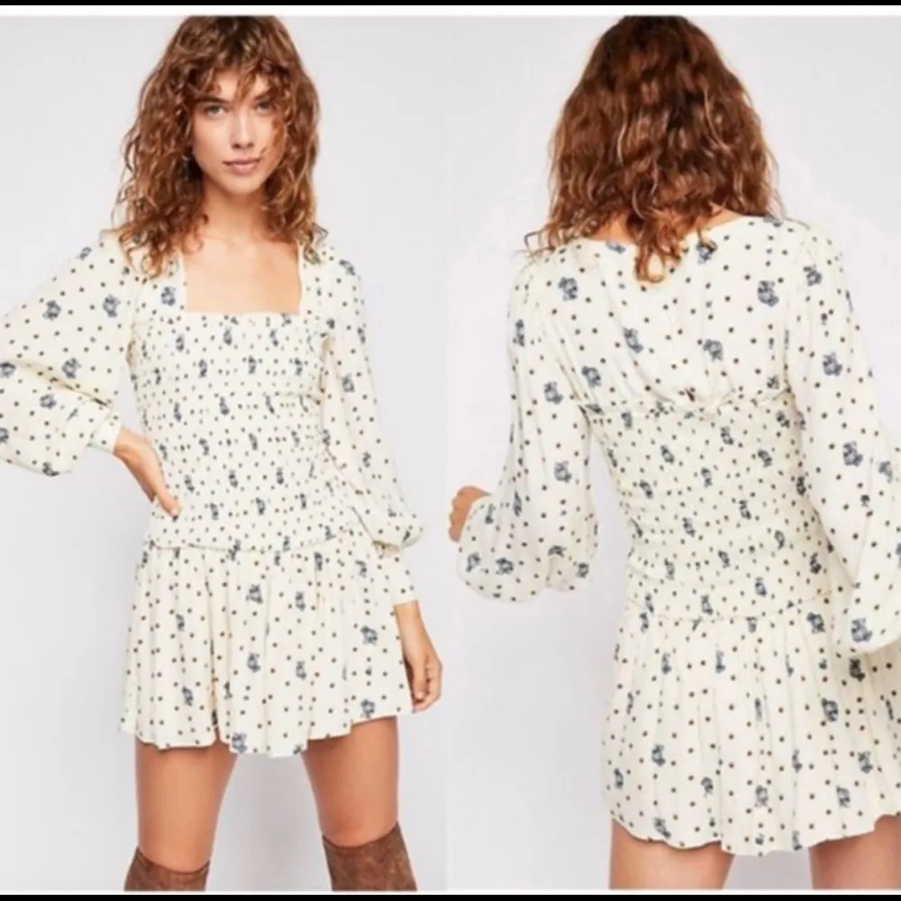 Free People Two Faces Printed Mini Peasant Dress Flower - Image 2