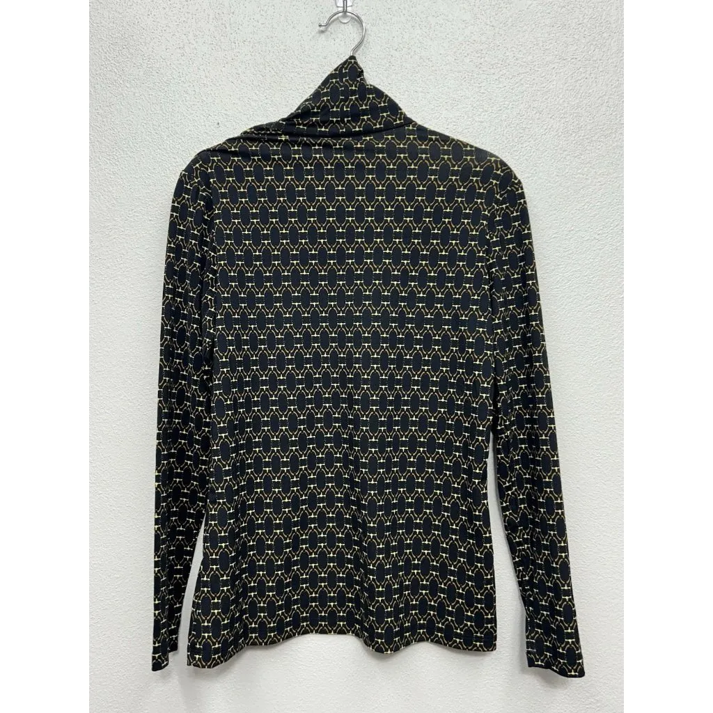 J McLaughlin Turtleneck Shirt Womens XS Black Brown Signet Lock Nora Jersey Knit - Image 2