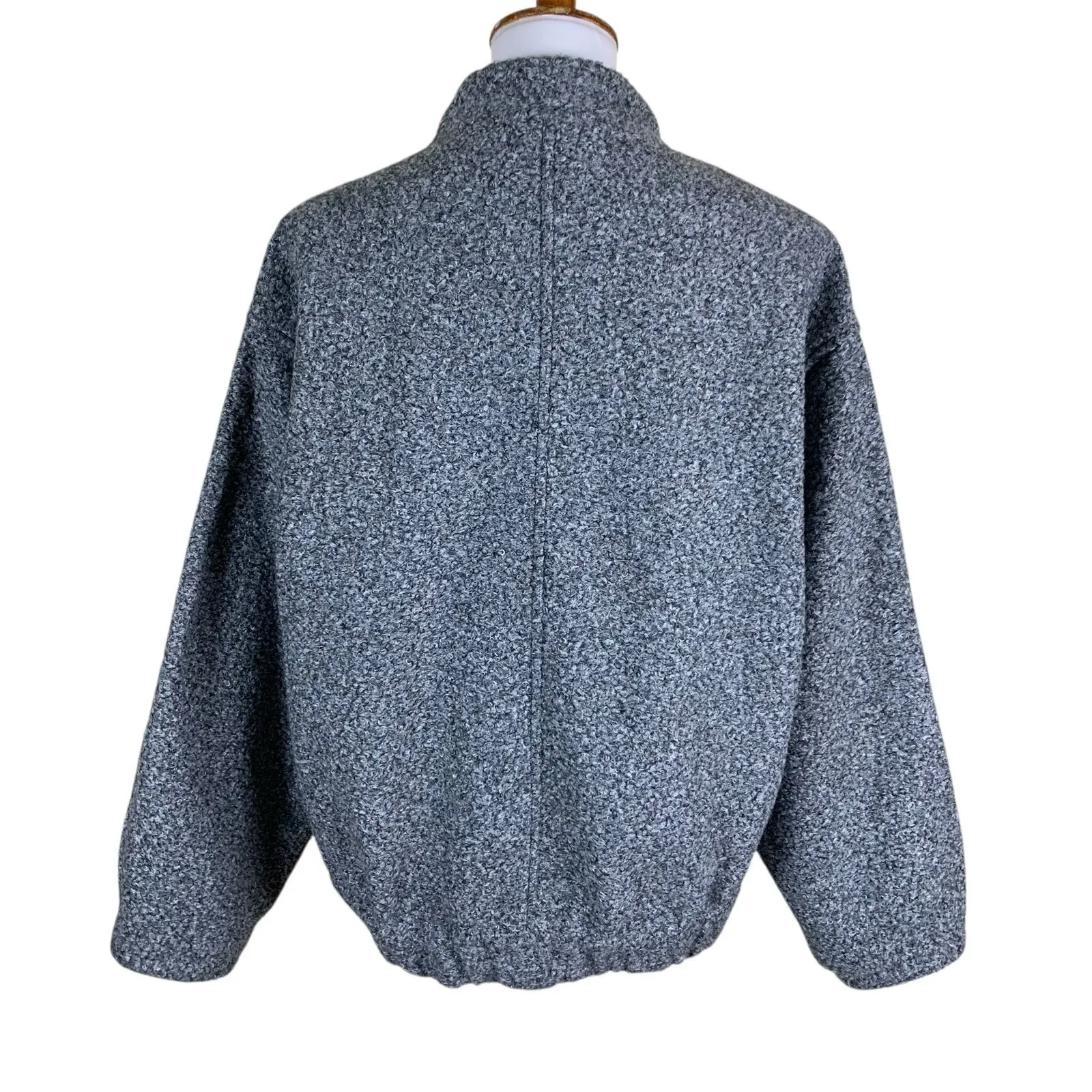 8 Birdies Boucle Snap Front Jacket M Gray Cozy Minimalist Casual Outerwear Size M - Image 2