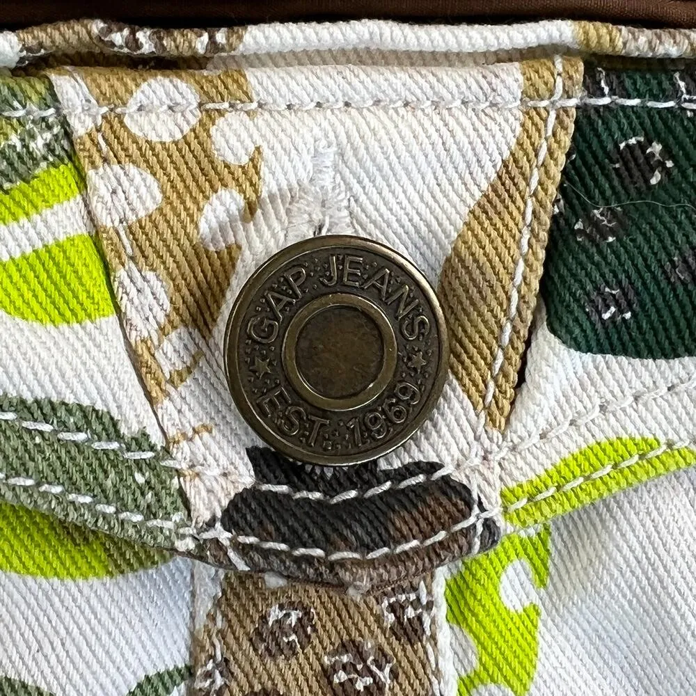 GAP Fruit Print Canvas Frame Handbag Multicolor Denim Satchel Bag Vegan - Image 3