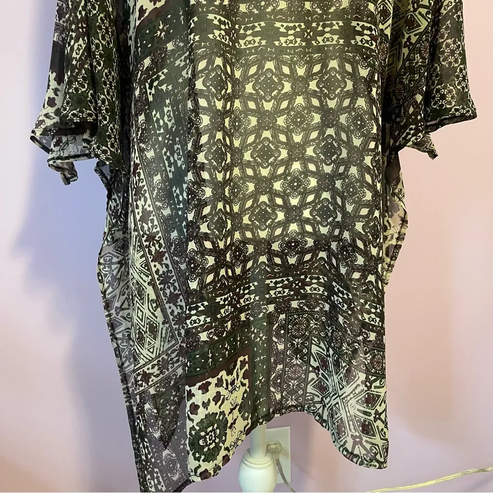 Boho Whimsigoth Cardigan Swim Cover Sheer Open Front Longline Kimono Shawl Wrap - Image 10