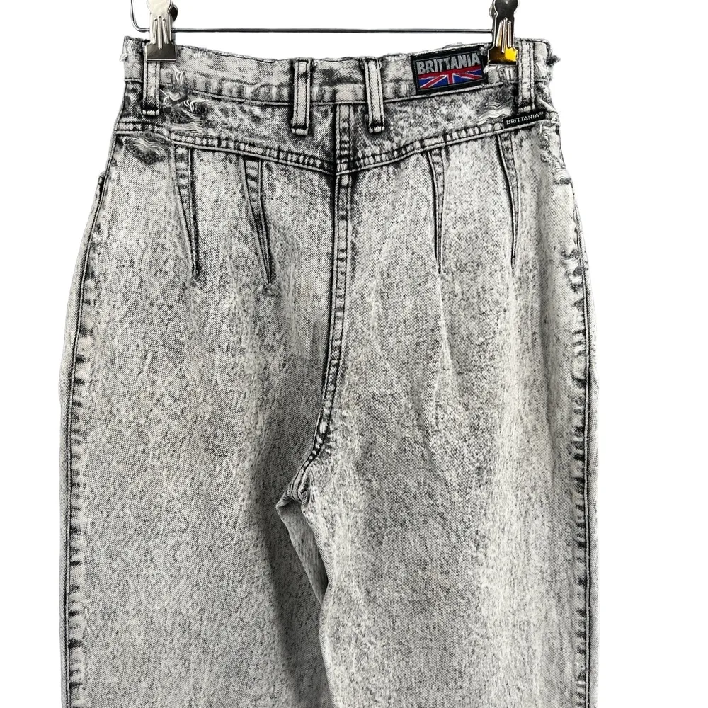 Vintage Brittania Womens Jeans Tapered Leg Acid Wash Distressed Size 8 Black - Image 6