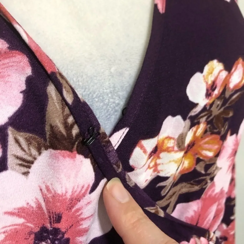 NWT Plum Purple Pink Floral Faux Wrap Dress New - Image 6