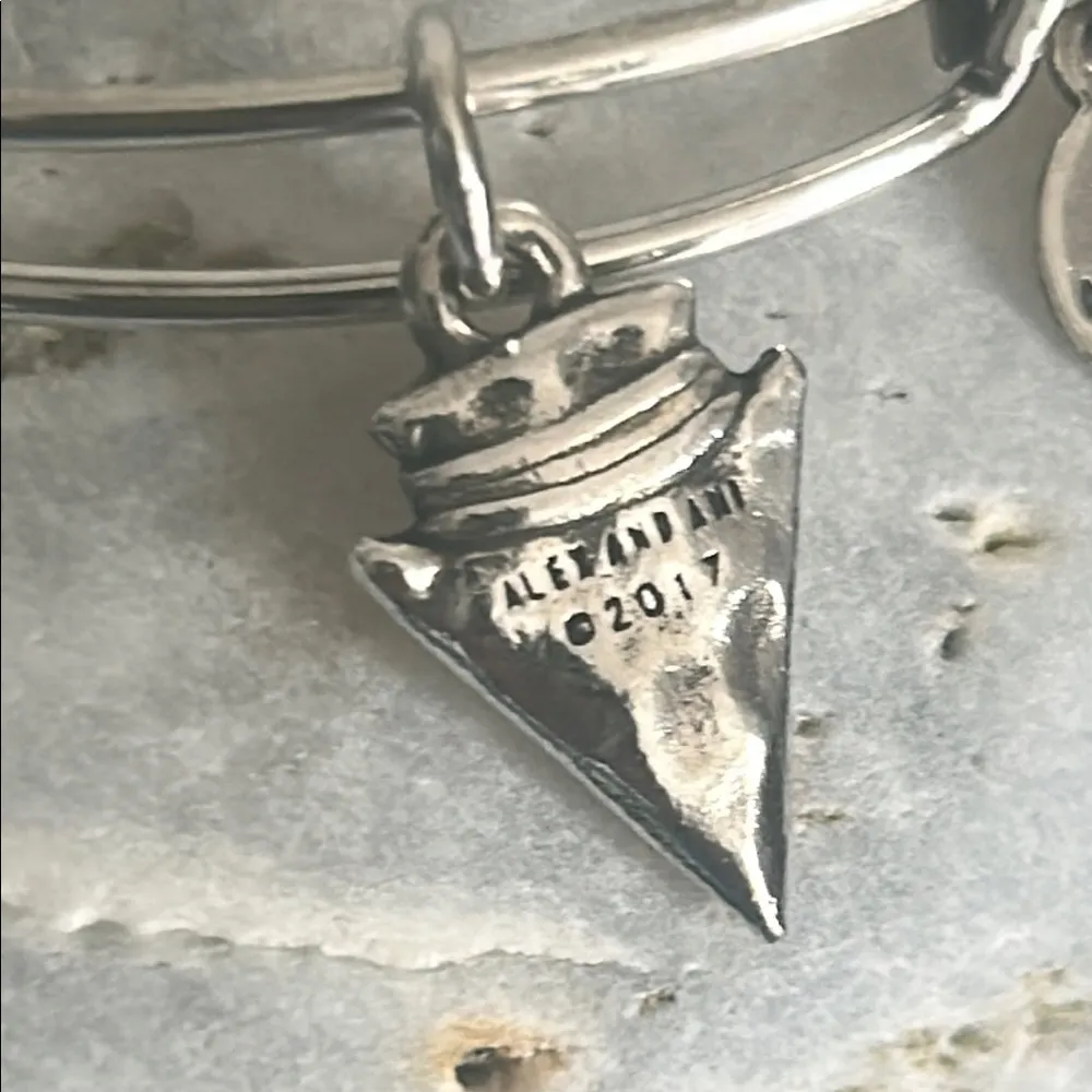 Alex and Ani Arrowhead Charm Silver Tone Expandable Bangle Bracelet - Image 4