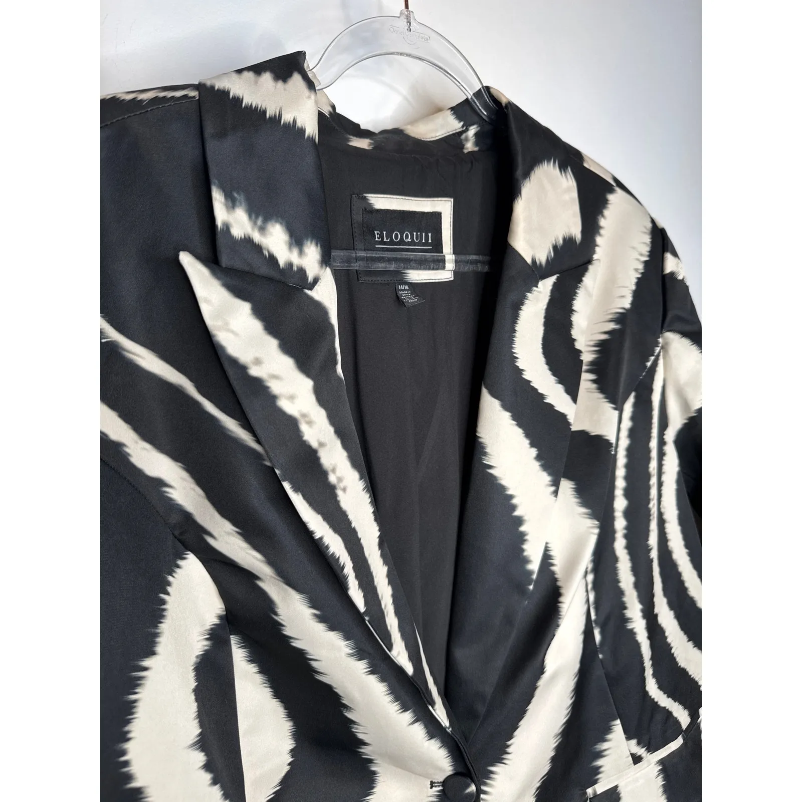 Eloquii Modern Black Ivory Zebra Print Blazer Plus Formal Dressy Size 14/16 - Image 8