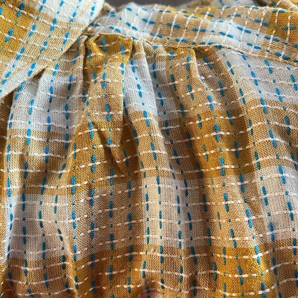 NEW Anthropologie’s Pilcro Yellow Motif Mustard Plaid Stitched Shirt Size XXS - Image 14