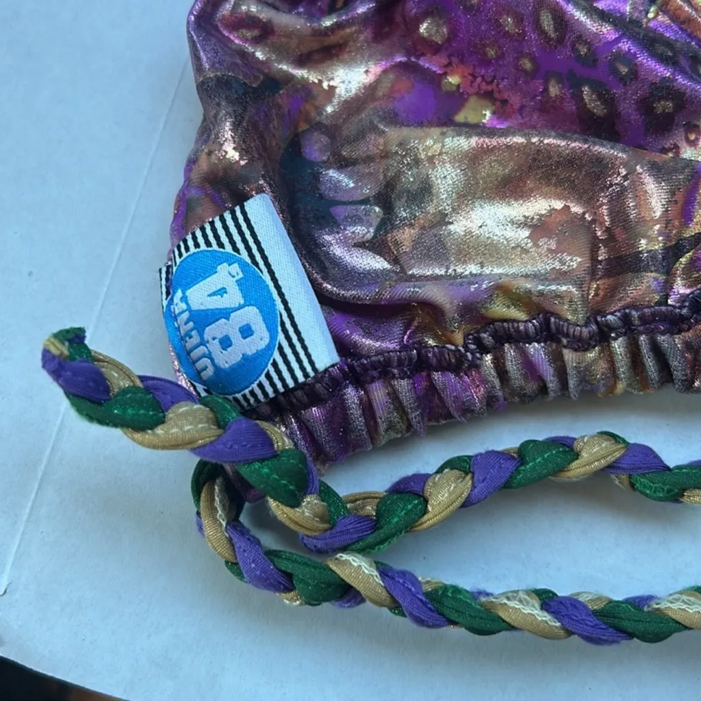 NWOT UjENA Mardi Gras Braided Triangle Bikini Top Size Small Purple - Image 6
