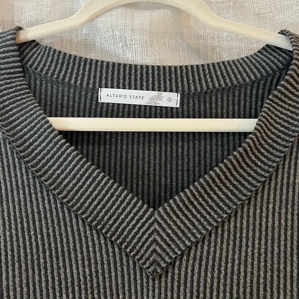 Altar'd State Charcoal V-Neck Sweater - Image 3