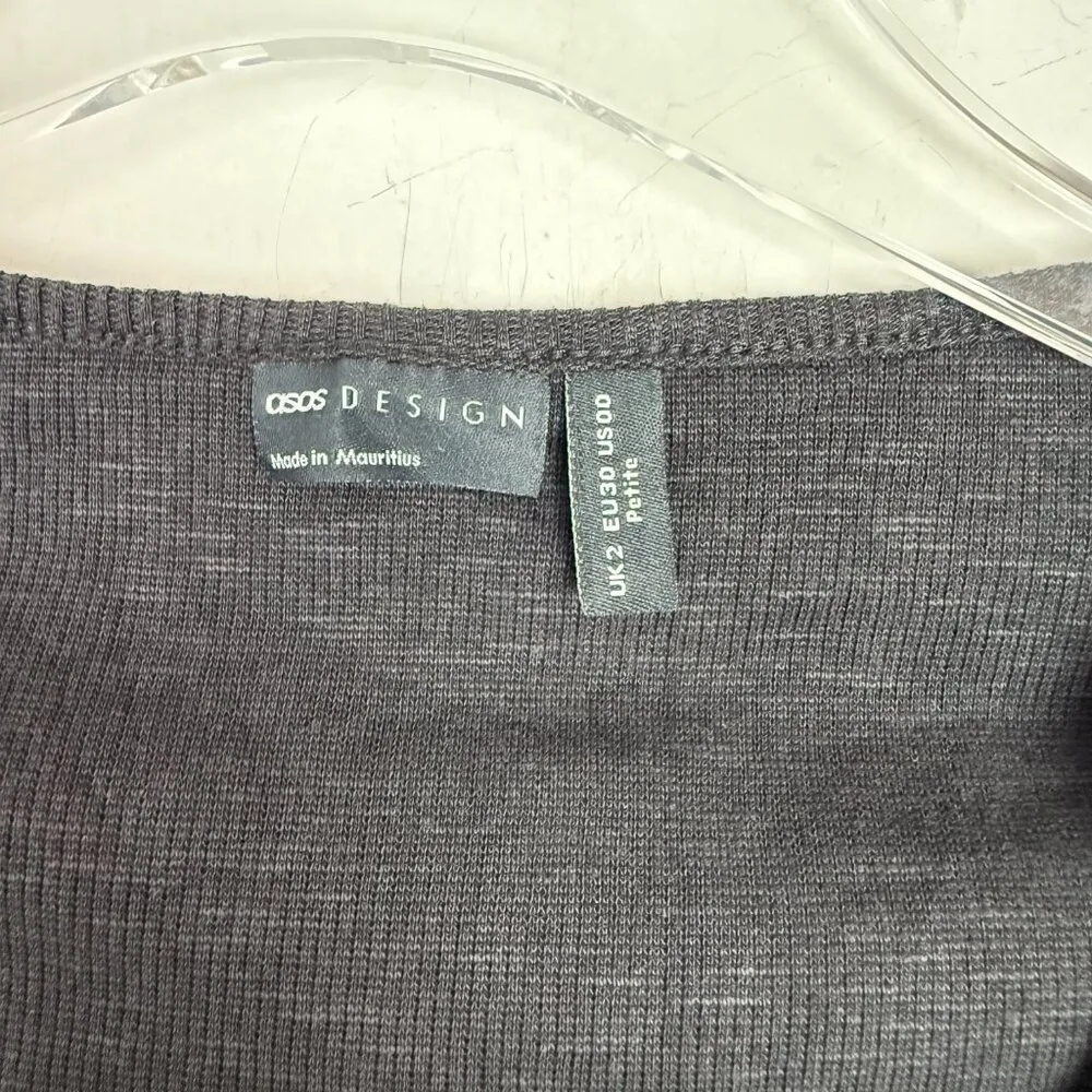 NWOT ASOS Design Short Sleeve Ribbed Bodysuit Black Size 00 PETITE 00P NEW - Image 2