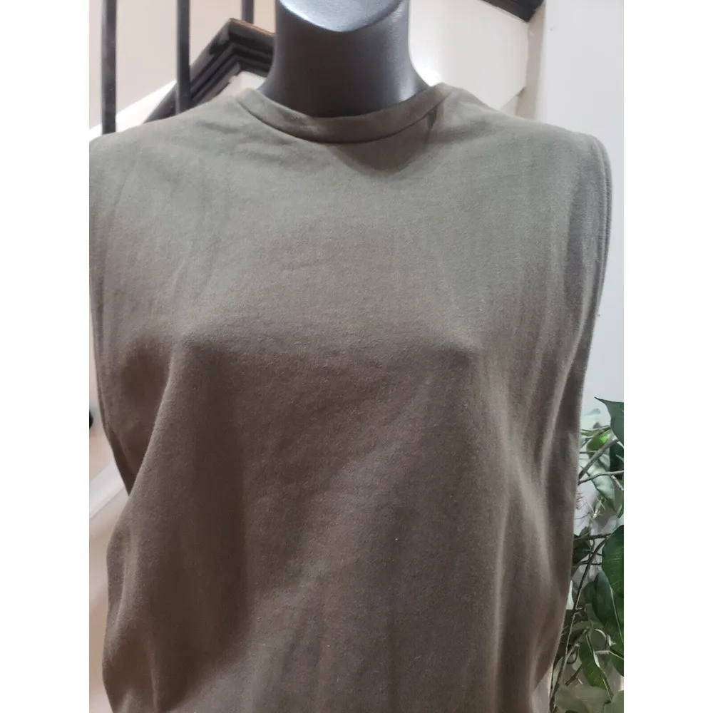 Nude Women's Green Solid Cotton Sleeveless Back Zip Cut Out Knee Jumpsuit Size L Size L - Image 2