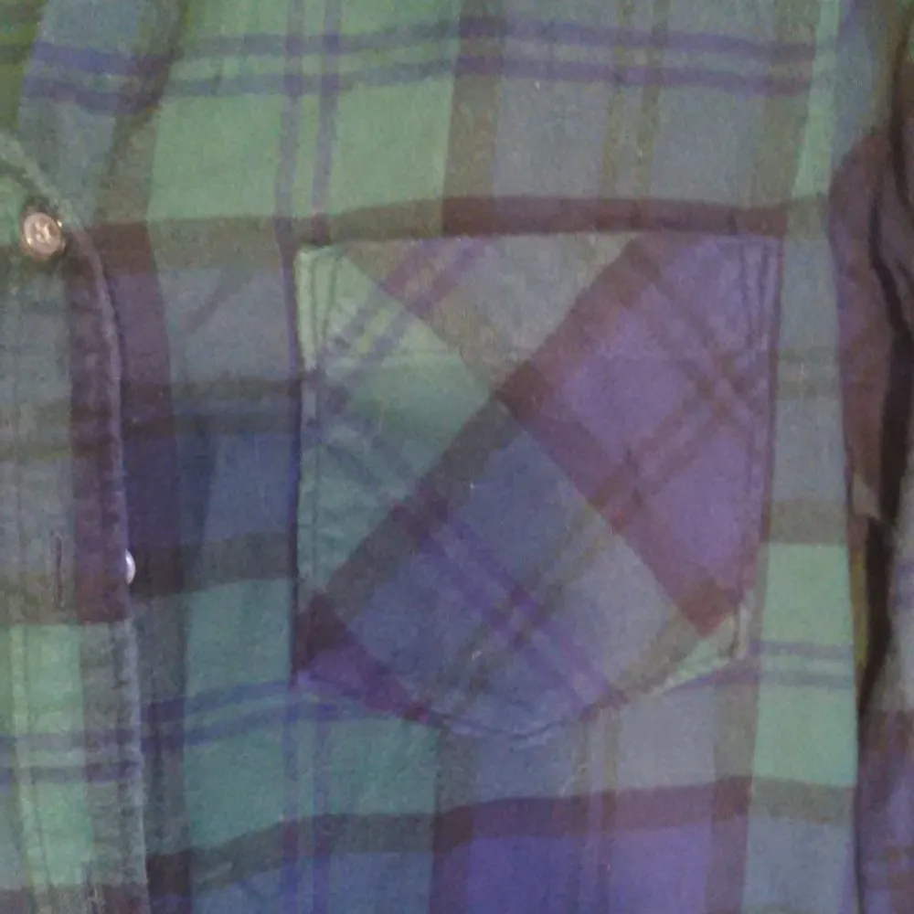 Women's Classic Old Navy Green and Blue Flannel Shirt - Image 3