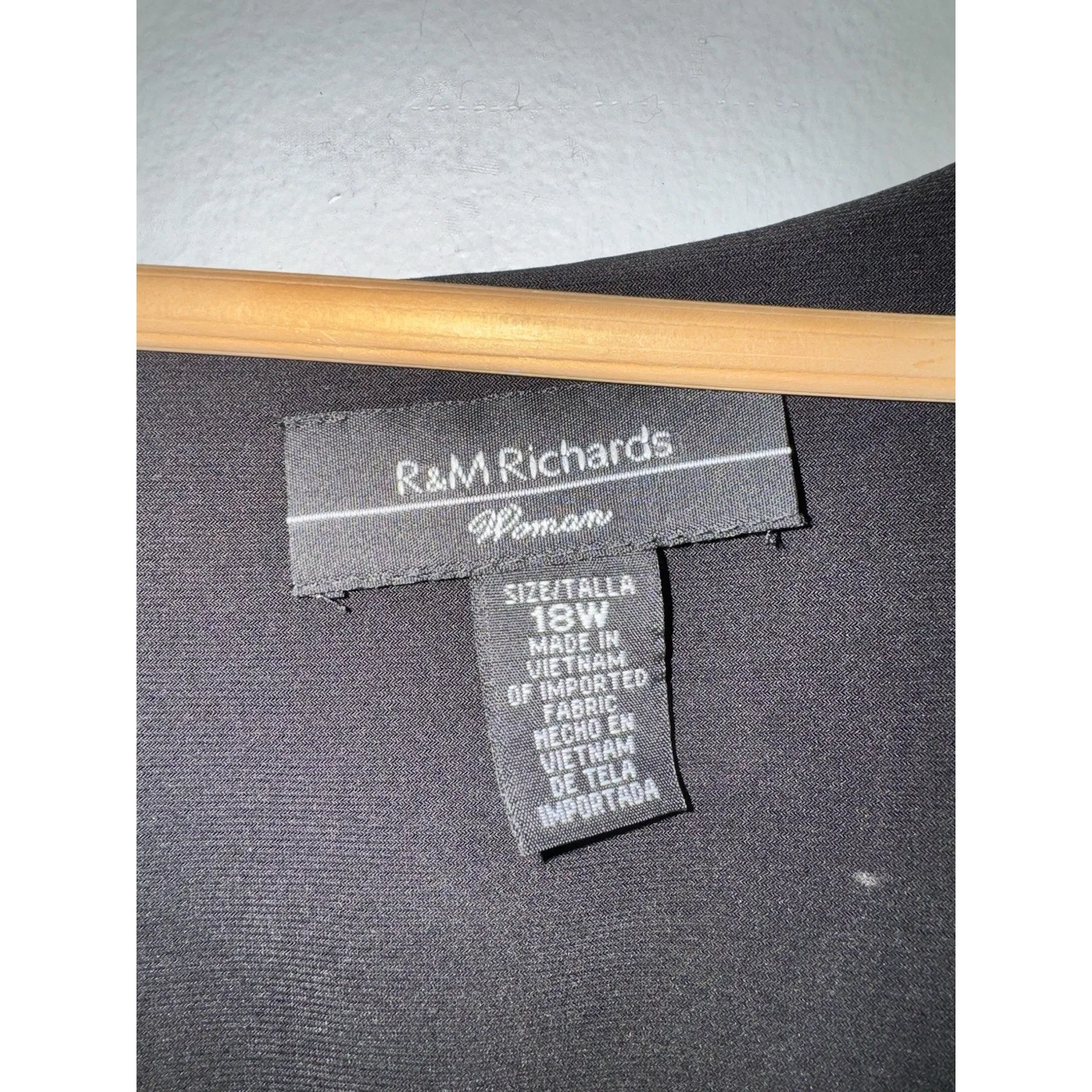 R.M Richards Black Stretchy Ruched Dress Sheer Sleeve Fur Trim Size 18W - Image 7