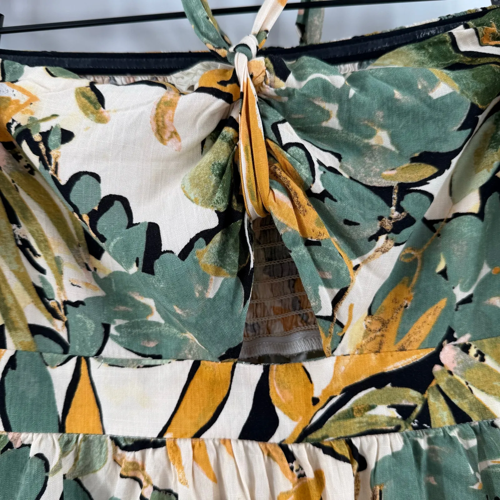 REWIND Dress Juniors SZ Extra Large Halter Strapless Tropical Palm Travel Beach - Image 5