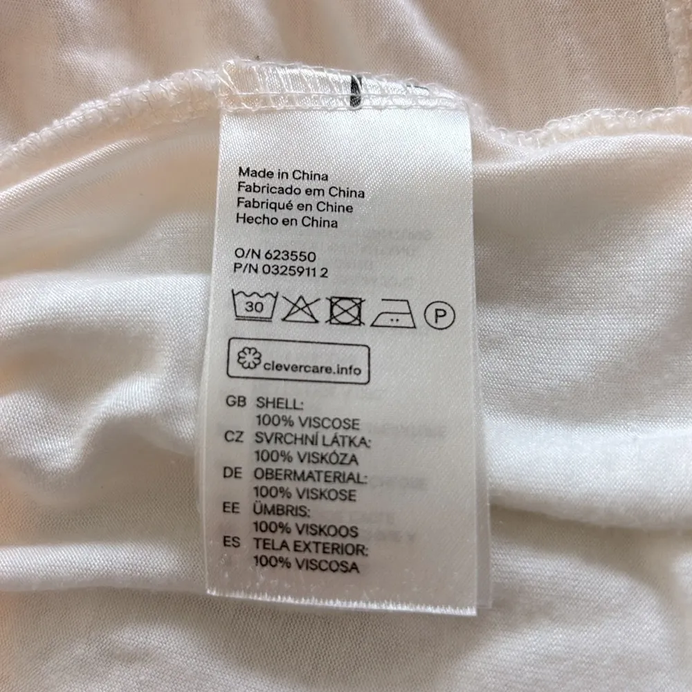 H&M Smocked Babydoll Tank Top Size XS in White & Black - Image 4