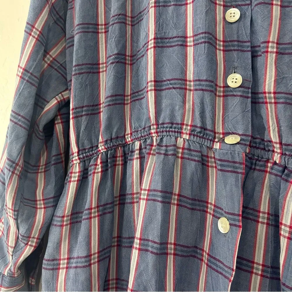 Vintage 80s Orvis Plaid Midi Dress Womens 12 Americana Western Long Sleeve - Image 3