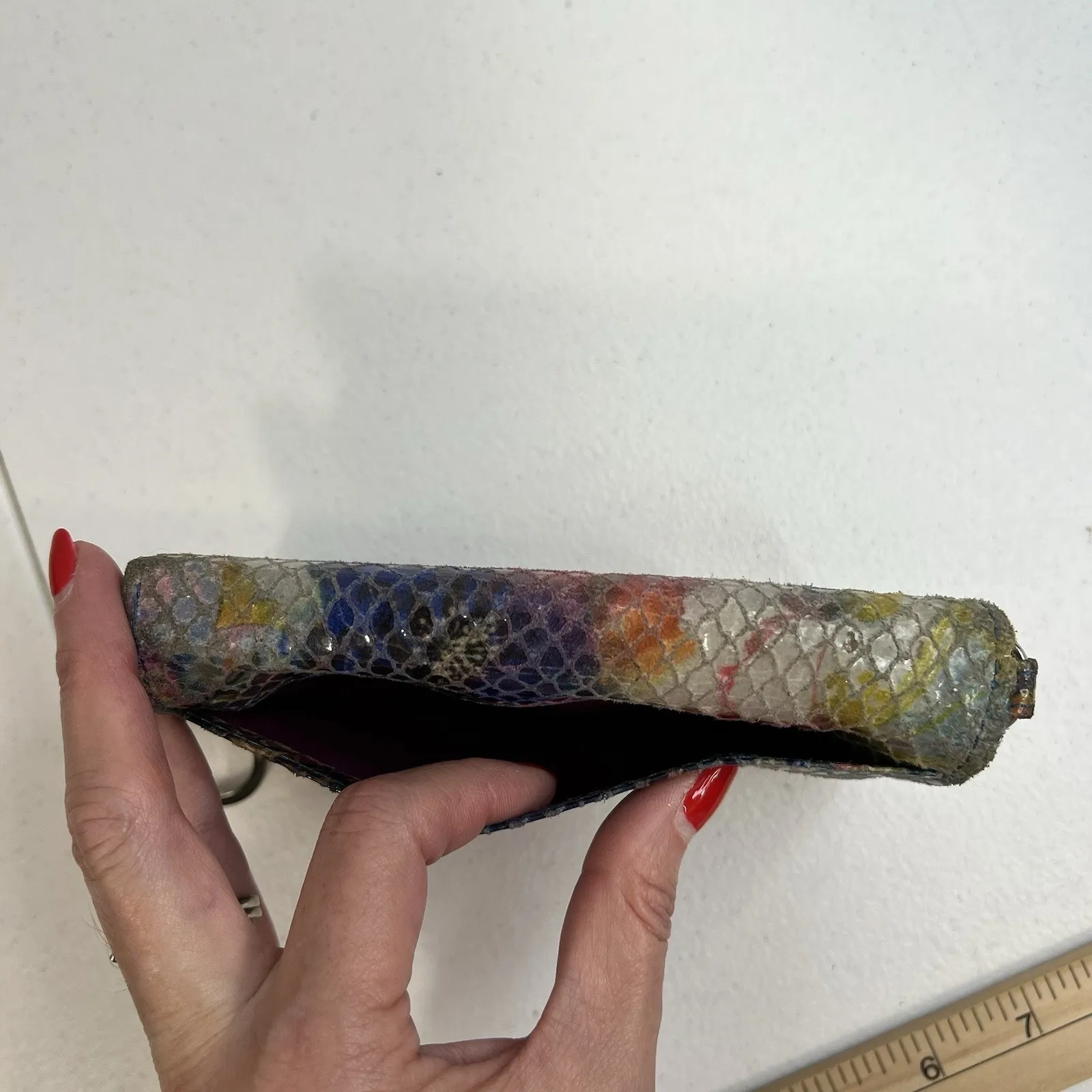 Hobo International Wristlet Key ID Holder Fold Over Snap Snakeskin Embossed - Image 13