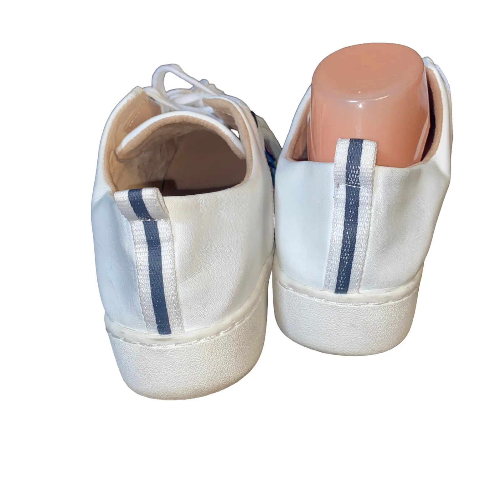 Jack Rogers Ainley Chevron Beaded White Leather Lace-Up Sneakers Womens Size 9.5 - Image 6