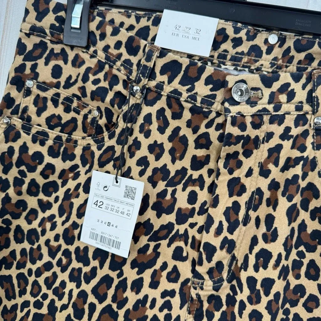 Zara Women’s 32 Leopard Animal Print Pants Jeans New - Image 2
