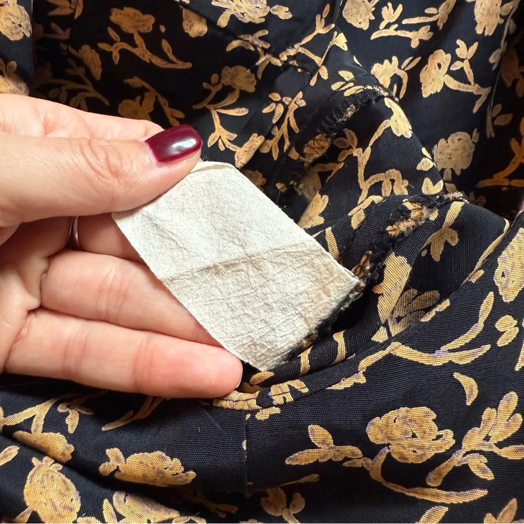 Vintage 90s The Limited Floral Made In The USA Wide Leg Rayon Jumpsuit Size S Black - Image 9