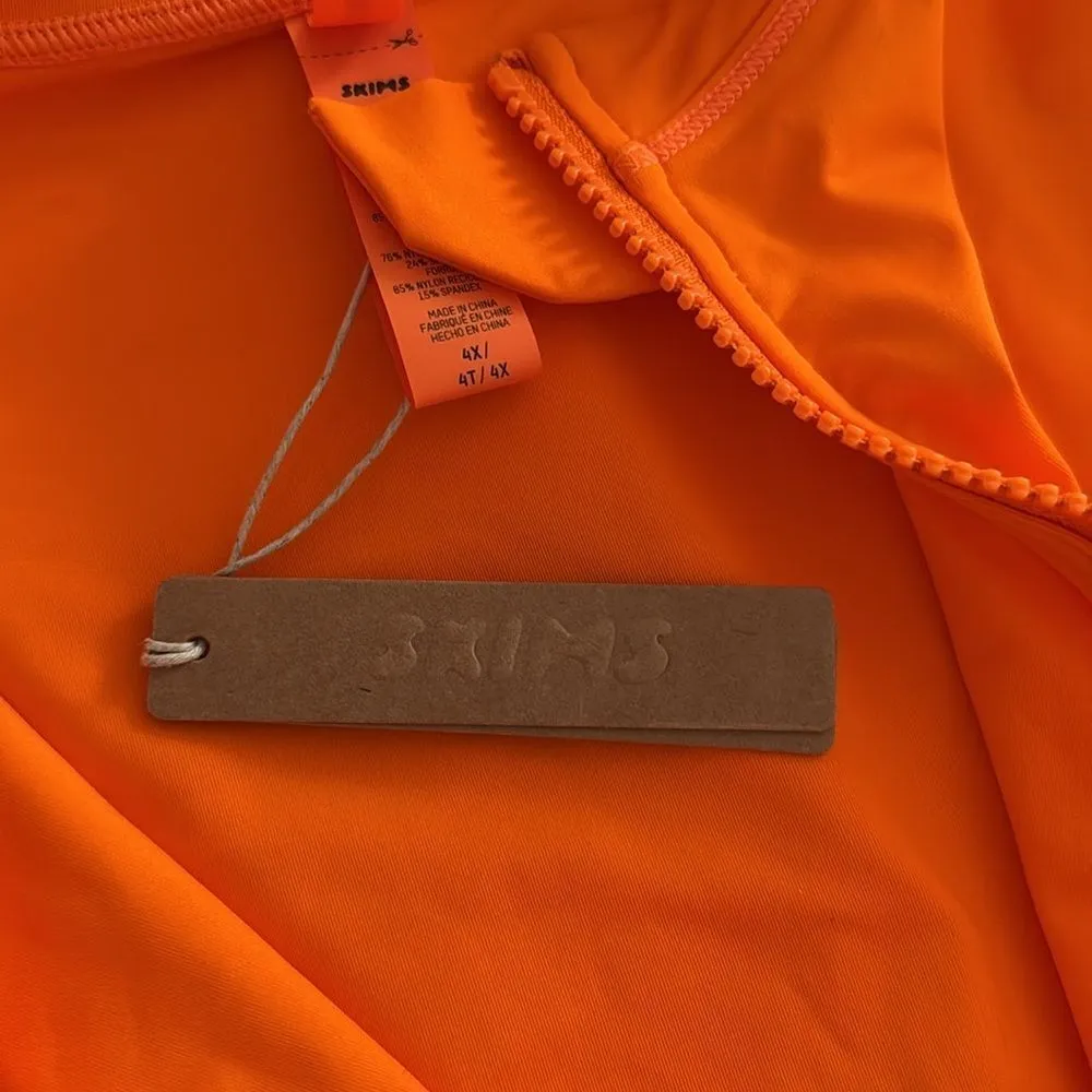 SKIMS Zip Front Sleeveless One Piece Orange NWT - Image 6