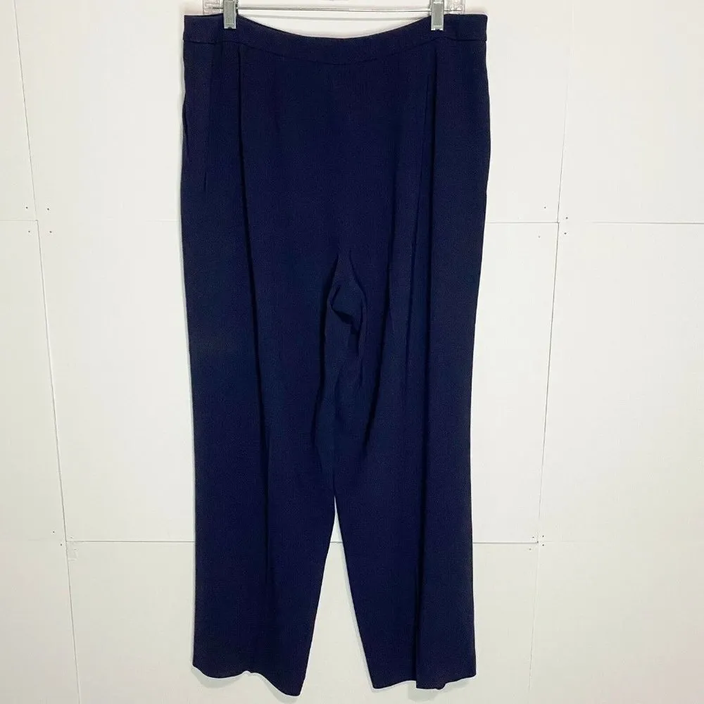 Talbots Women's Sz 14 (34x28) Pleated Pants Navy Blue Dress Career Stretch Lined - Image 4