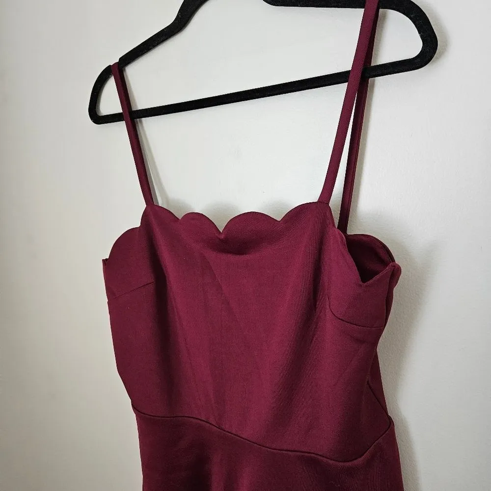 Xtraordinary Dress Mini Burgundy Scalloped Edge Spaghetti Strap Cocktail Wedding - Image 3