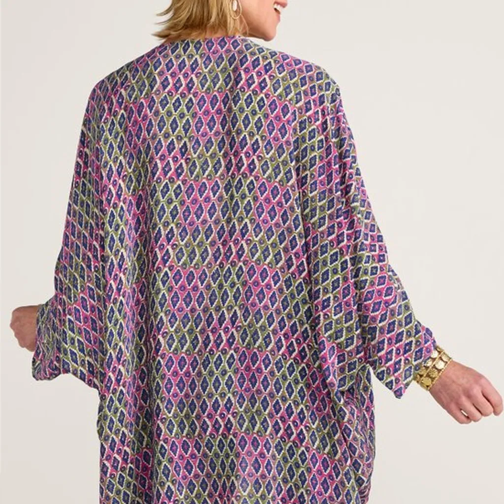 Soft Surroundings Alina Cocoon Cupro Blend kimono Tile Print Sz L/XL -EUC - Image 2