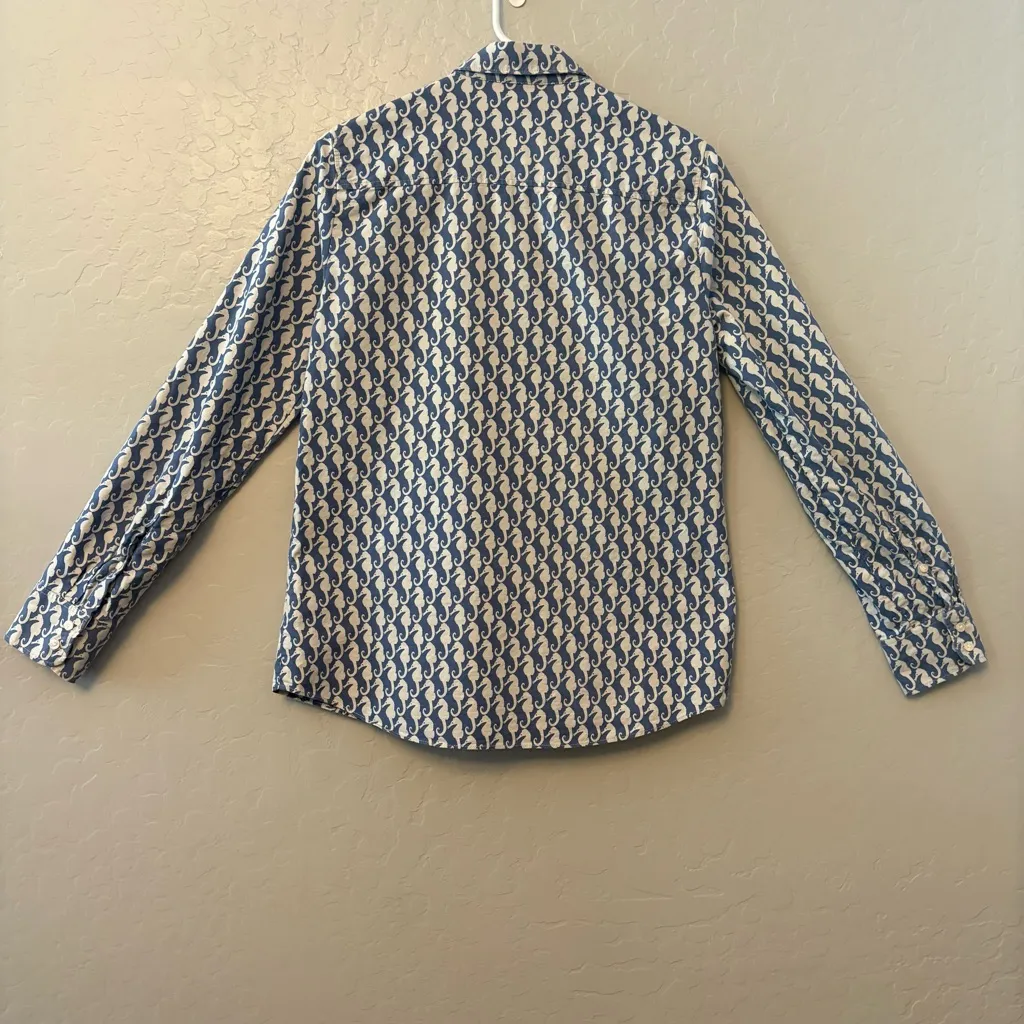 J. Crew boyfriend seahorse chambray long sleeve cotton button up size small Blue - Image 15