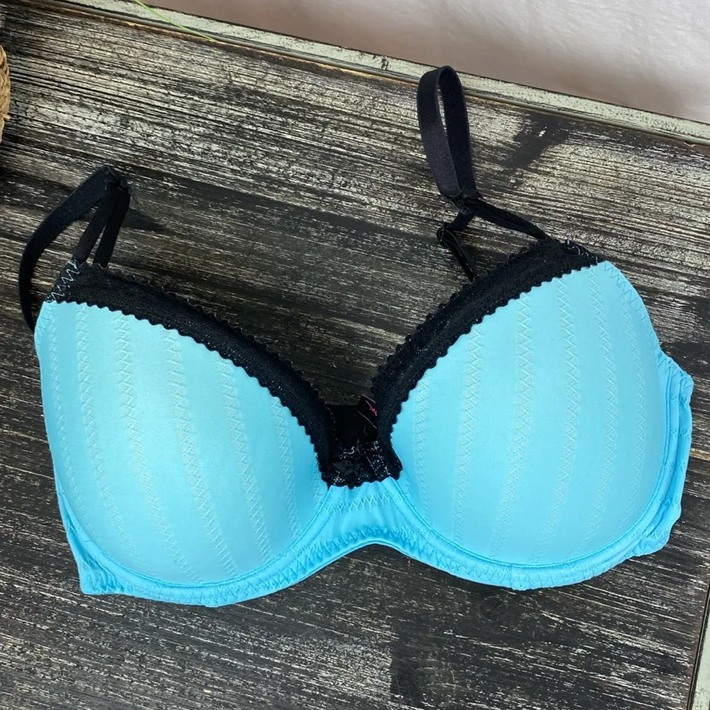 Betsey Johnson Blue & Black Contour Underwire Bra 34D - Image 4