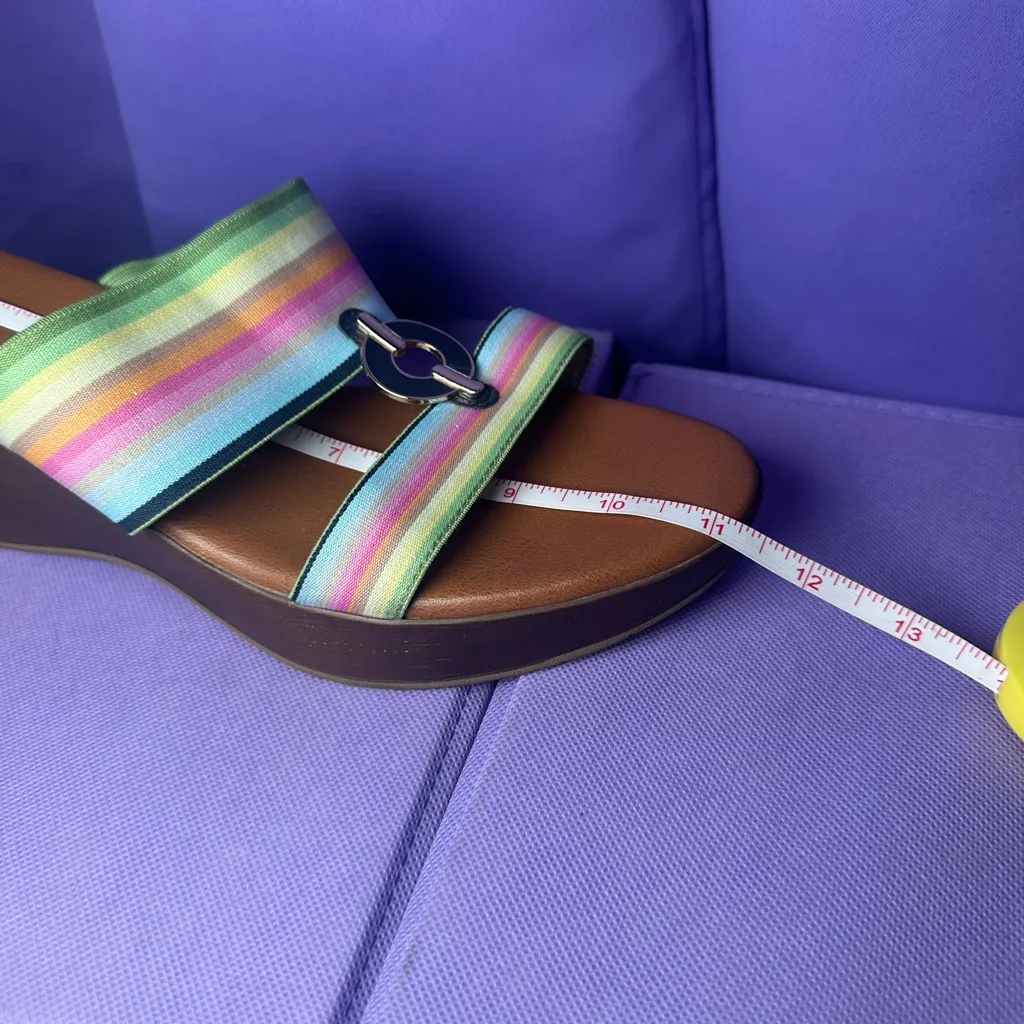 Anne Klein Hayda Striped Stretch Blocky Platform Wedge Pump Summer Sandals 11M - Image 9