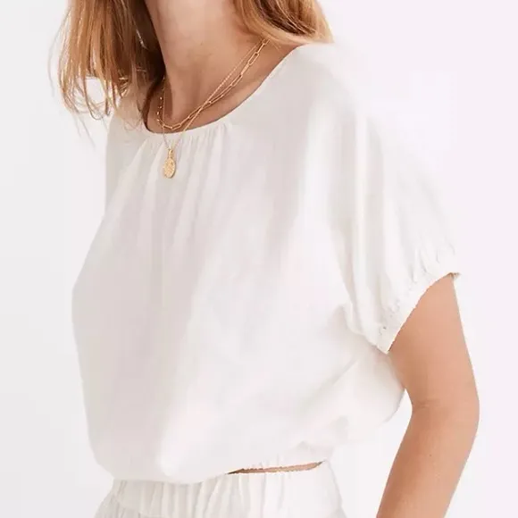Madewell Linen Blend Michele Bubble Blouse | Cream | Large - Image 2
