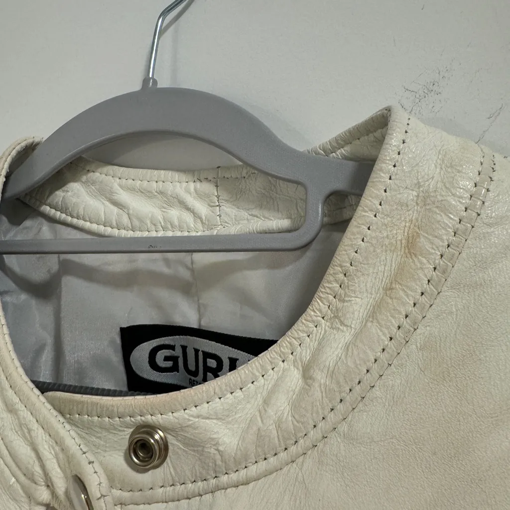Vintage White Leather Jacket Size undefined - Image 7
