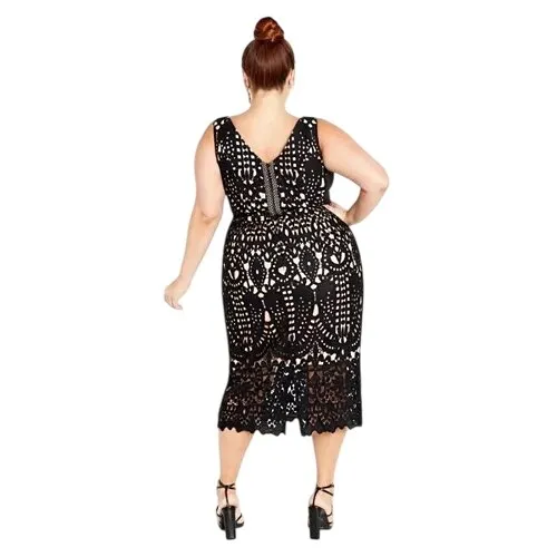 City Chic All Class Lace‎ Sheath Sleeveless Dress Women's 20 Black Evening Glam - Image 3