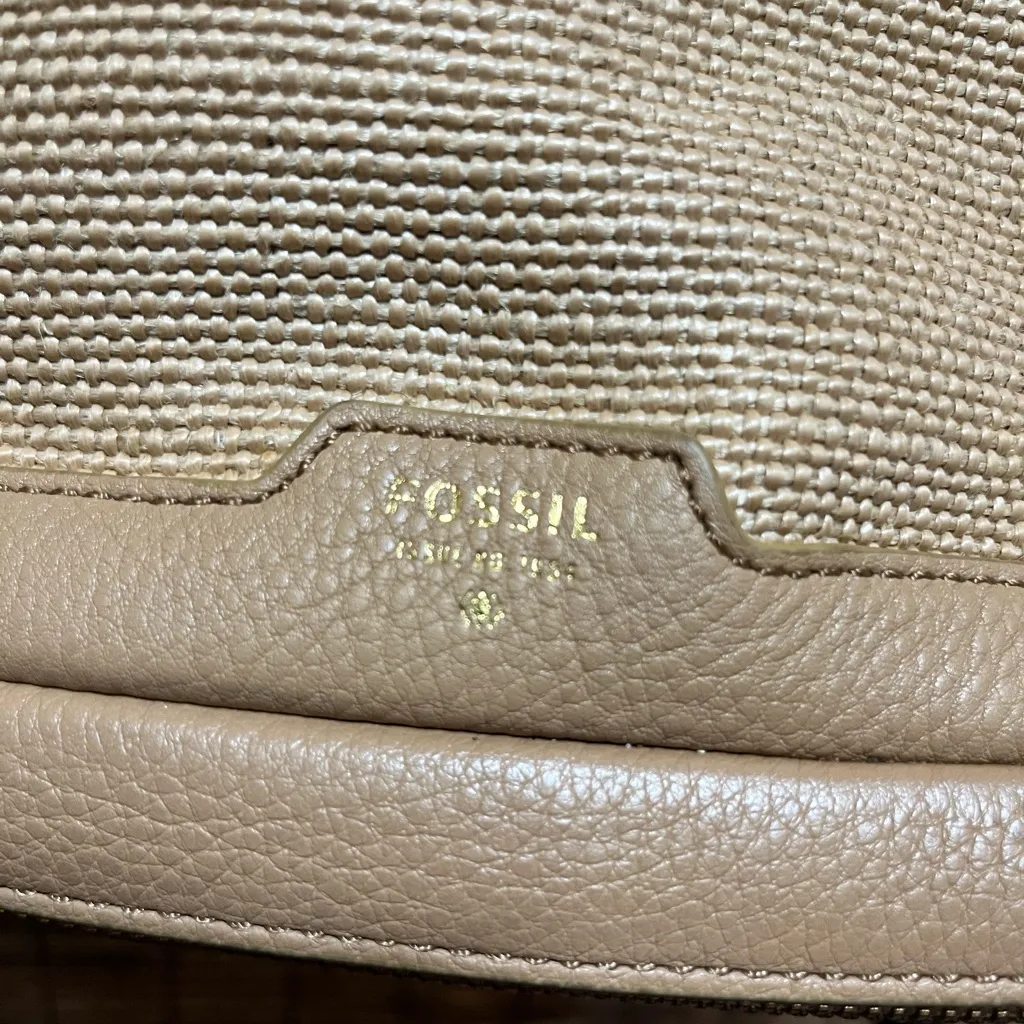 Fossil Preston Woven Straw and Leather Shopper Shoulder Bag - Image 9