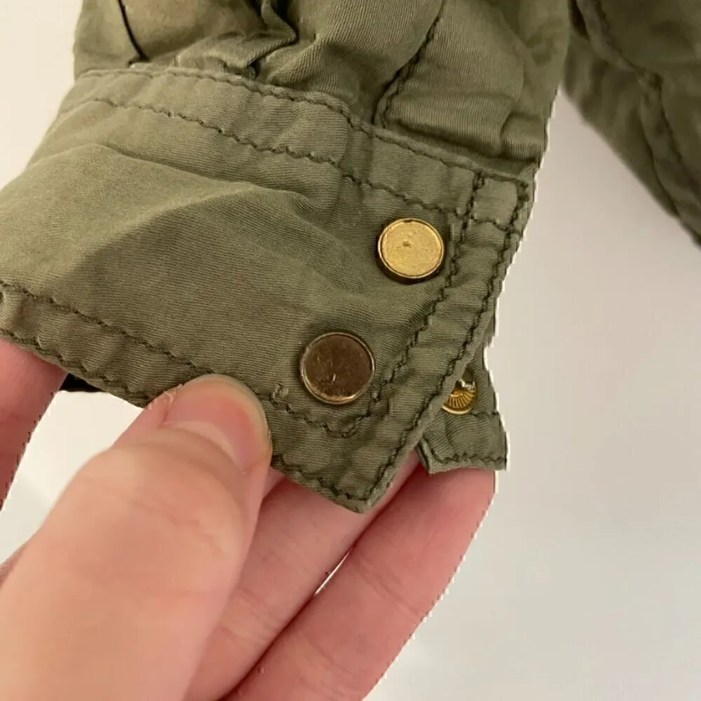 MAEVE ANTHROPOLOGIE Aveiro Safari Shirt Olive Green "Button Down" SNAPS /NO BELT - Image 10