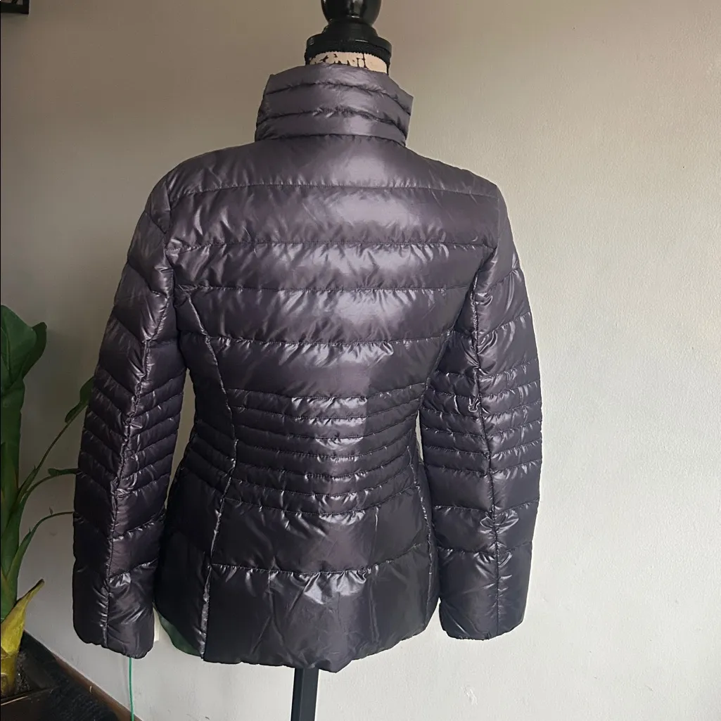 Kensie Quilted Ombré Purple Gray Shiny Puffer Jacket Coat Size Small - Image 11