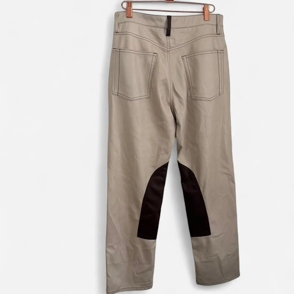 Still here the tate cream abstract brown Vegan leather pants sz 29 - Image 3