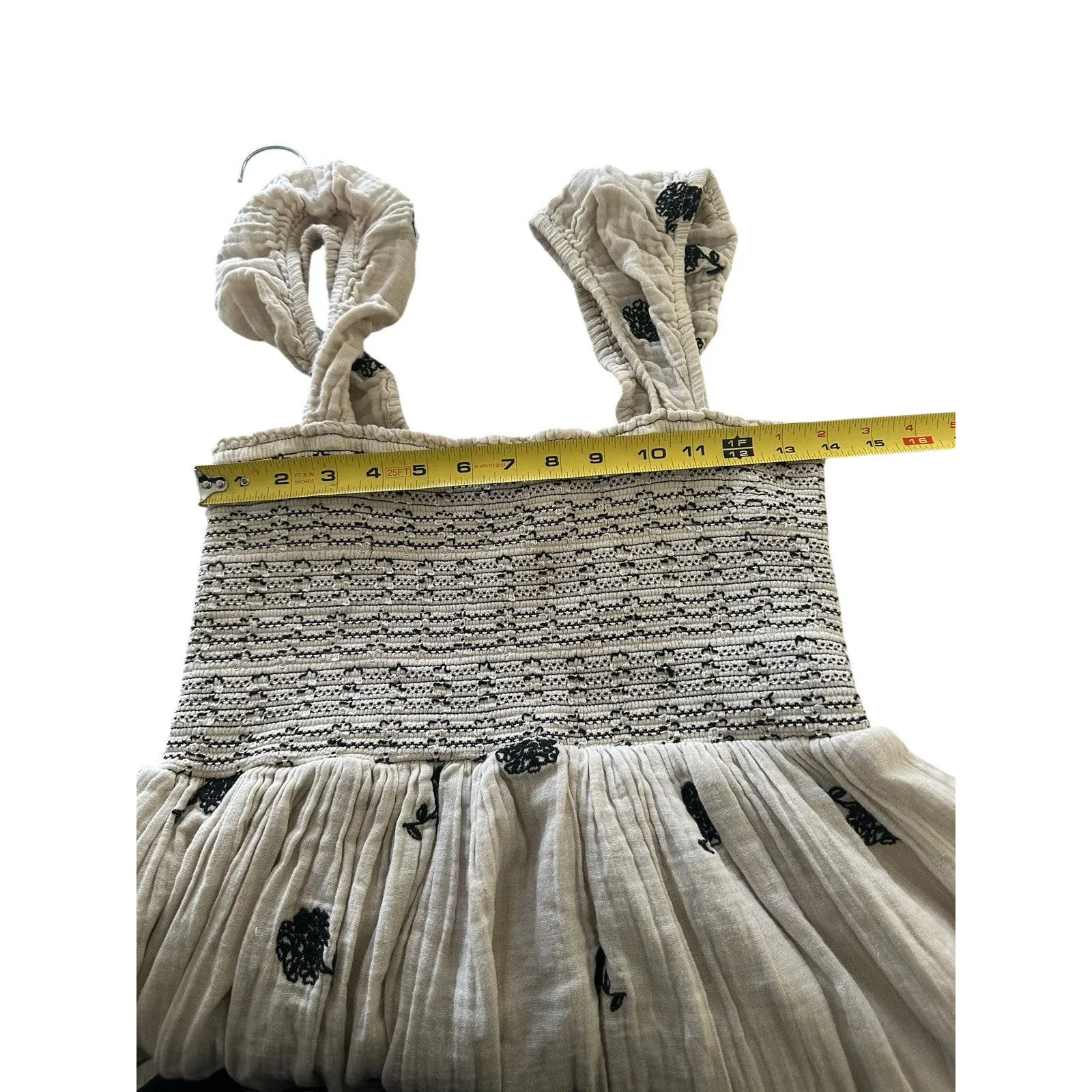 Free People Tory Embroidered Mini Dress Smock Bodice Medium - Image 6