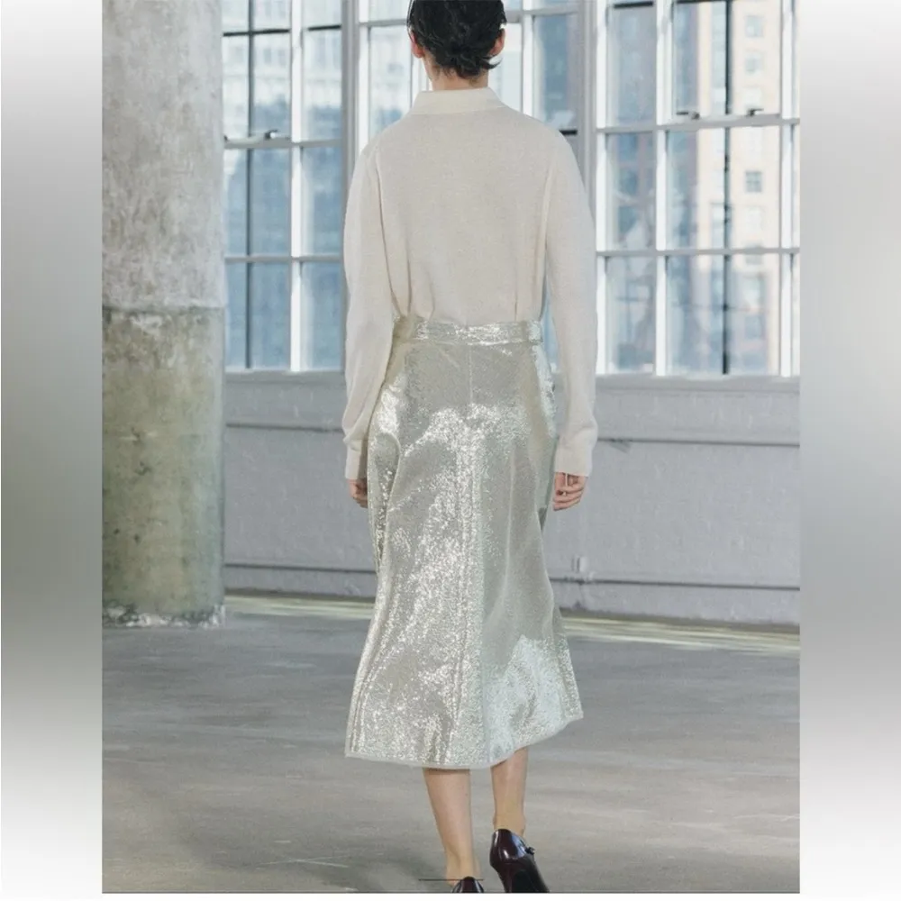 Zara Champaign gold midi skirt. M - Image 15