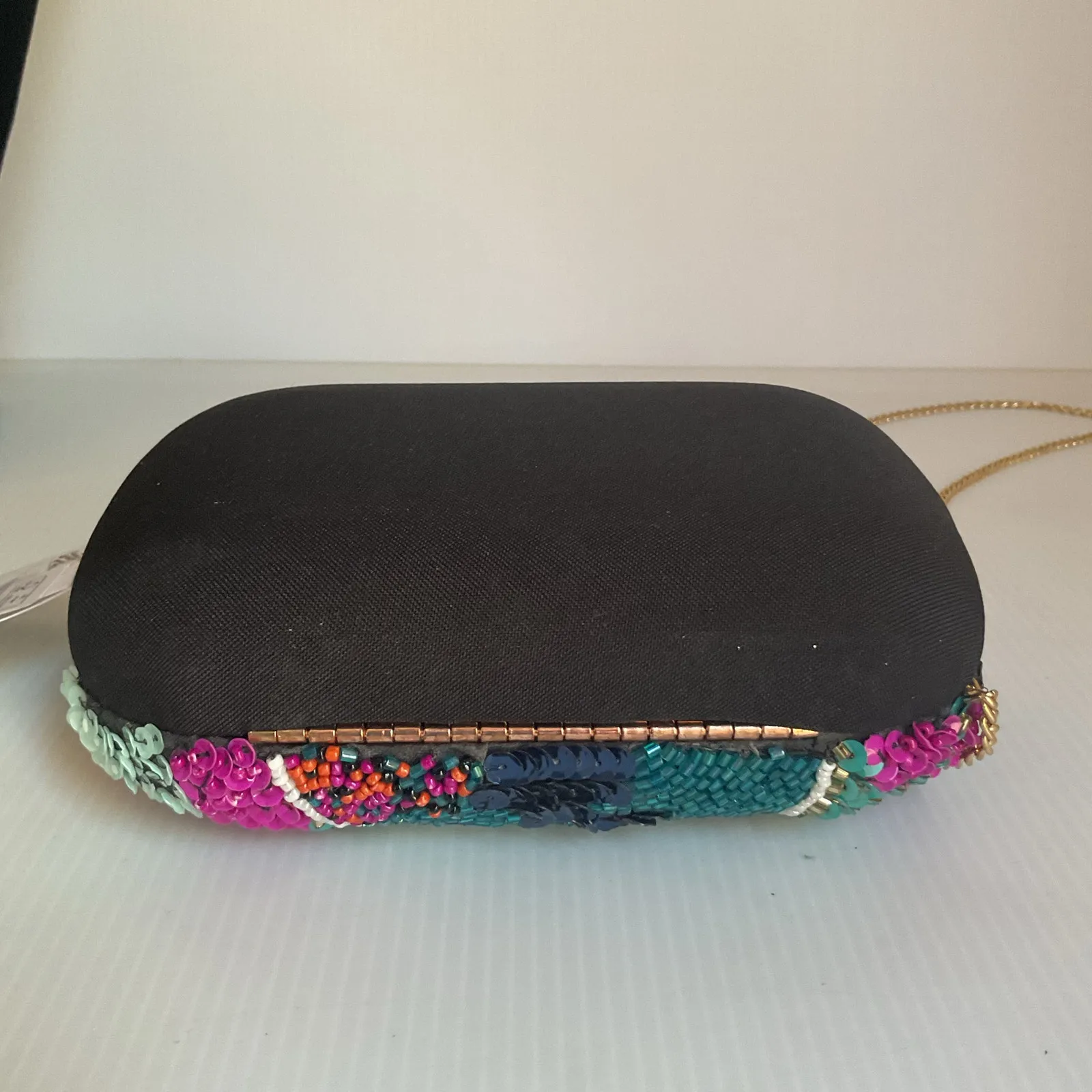 Sfera Beaded Sequin Clutch Purse – Chain Strap – Evening Bag - Image 5