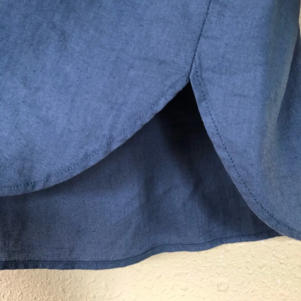 Teal Linen Blend Shirt/Blouse M - Image 5