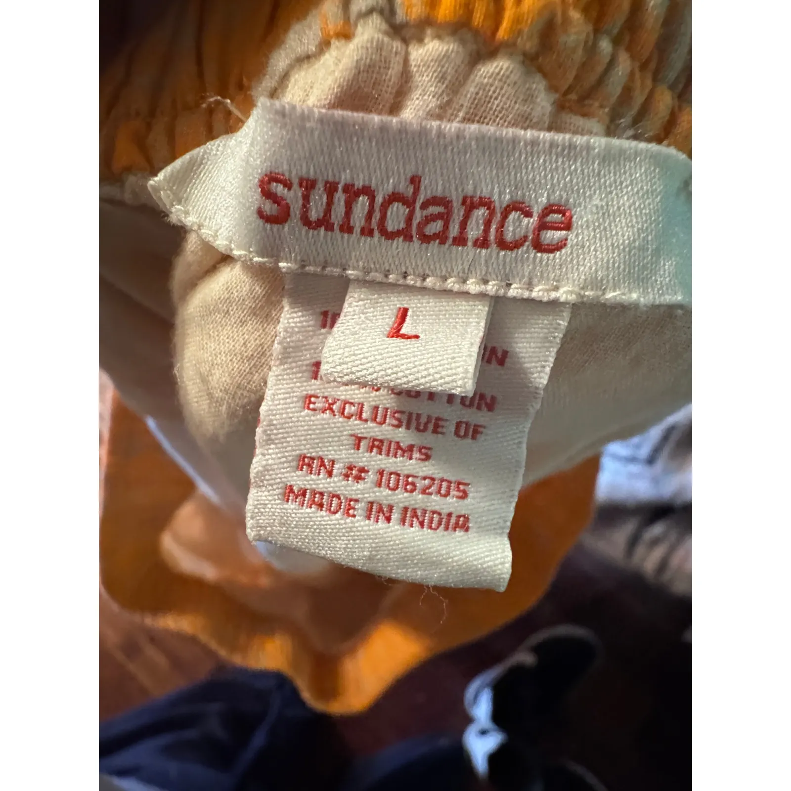 Sundance Boho Tiered Maxi Skirt Orange White Lace Trim Crochet Boho Festival L Size L - Image 5