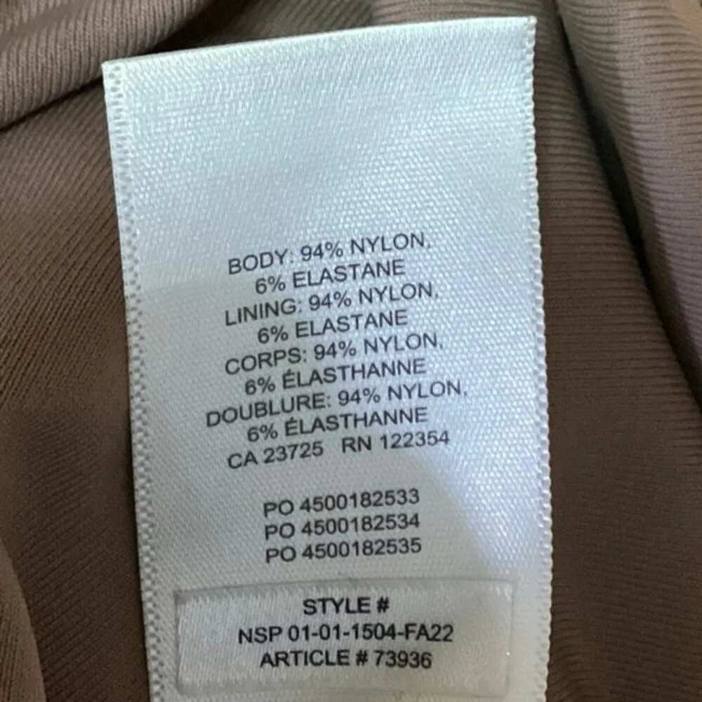 Aritzia Babaton Tan Square Neck Chic Long Sleeve One Piece Bodysuit Top Size S - Image 4