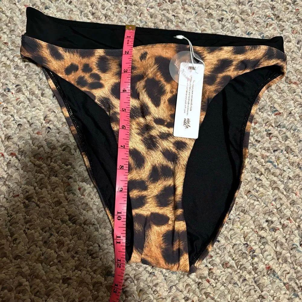 NWT Pily Q High Rise High Leg Leopard Cheetah Swim Bikini Bottom- Size Large - Image 8