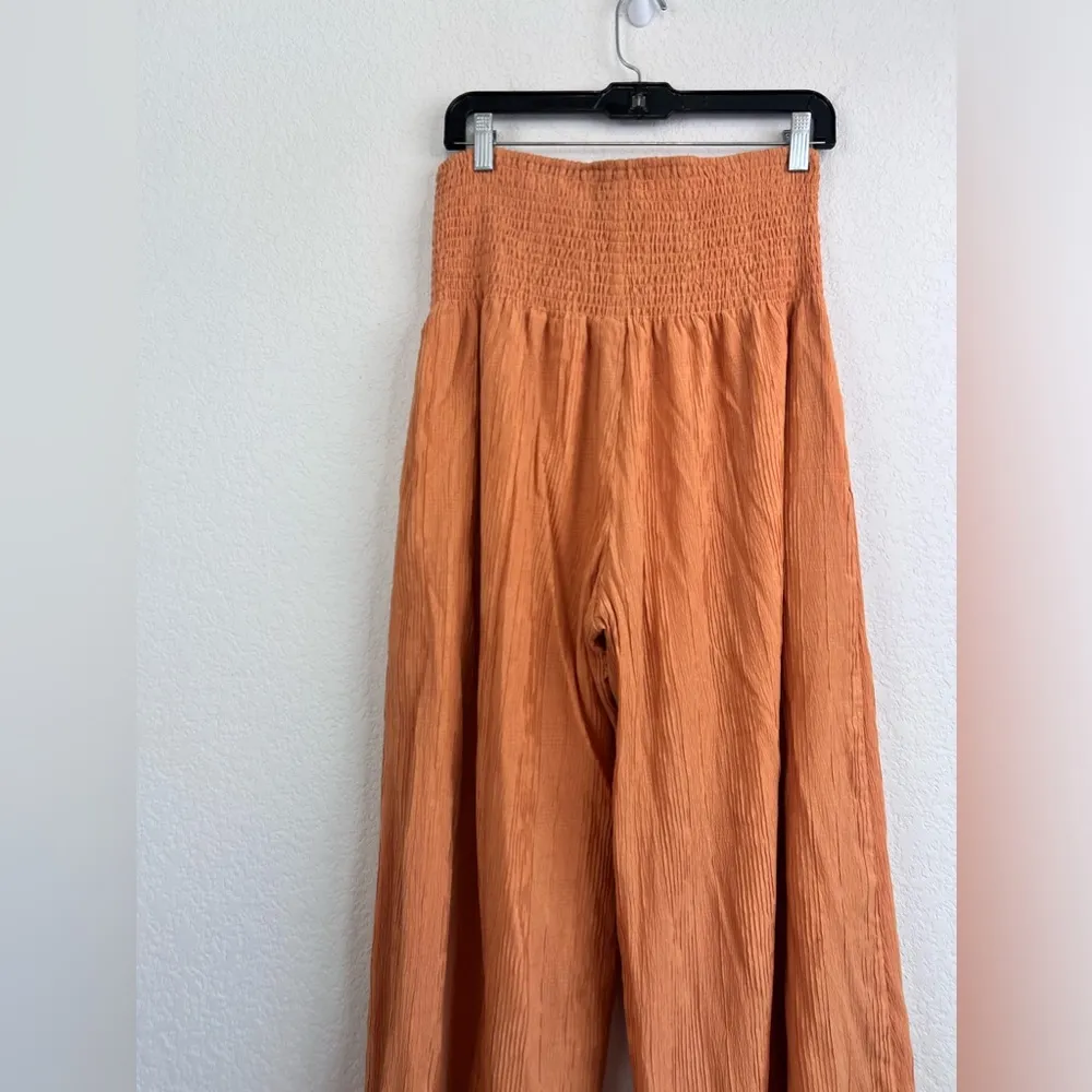 NWT: DO + BE Smocked Waistband Wide Leg Bottom Pants in Light Orange Size Large - Image 4