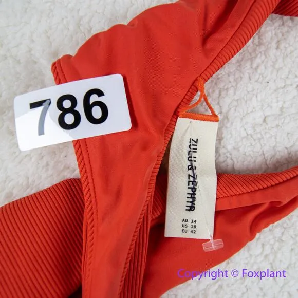 New! Set! Zulu‎ & Zephyr Free People Tie Curve Brief Bikini, size 10 Orange - Image 15