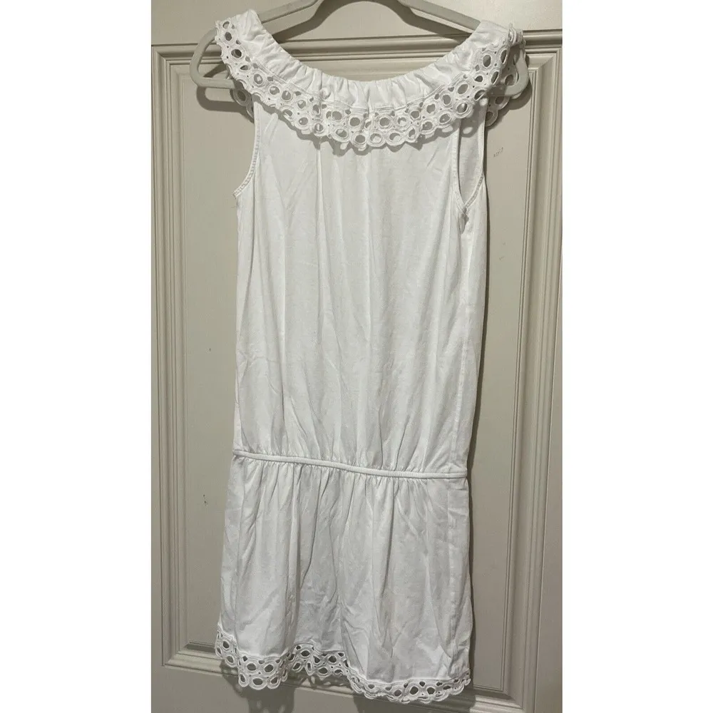 EXPRESS Women’s White Eyelet Mini Sun Dress Swim Coverup Beach Size SMALL - Image 6